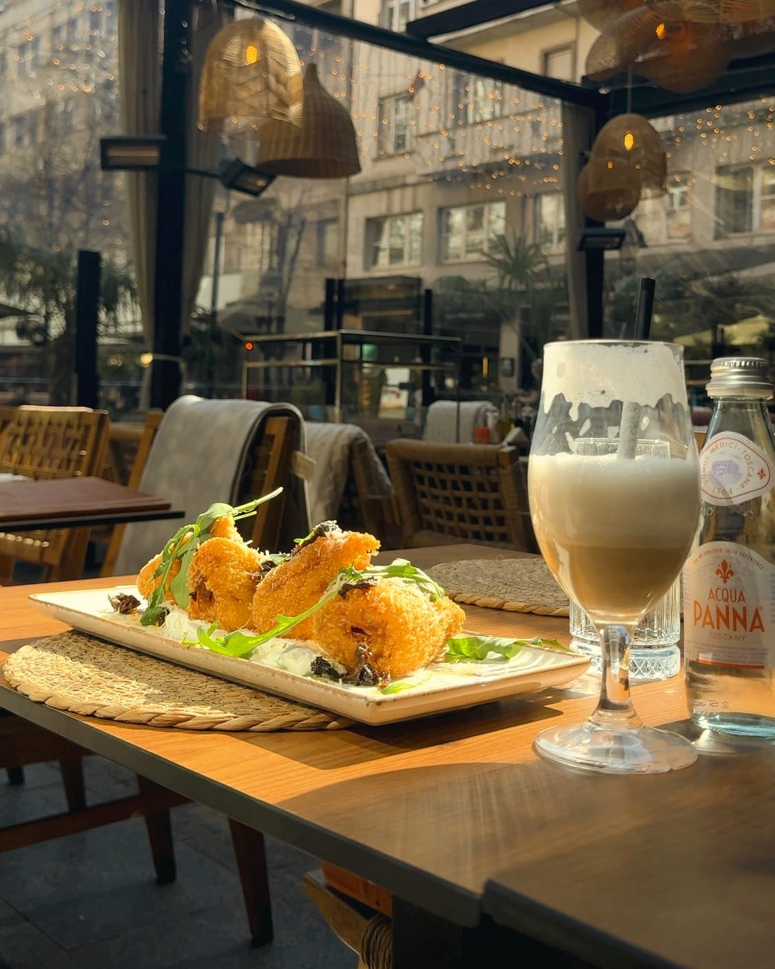 The parmesan-crusted French toast at April in Belgrade, on the terrace